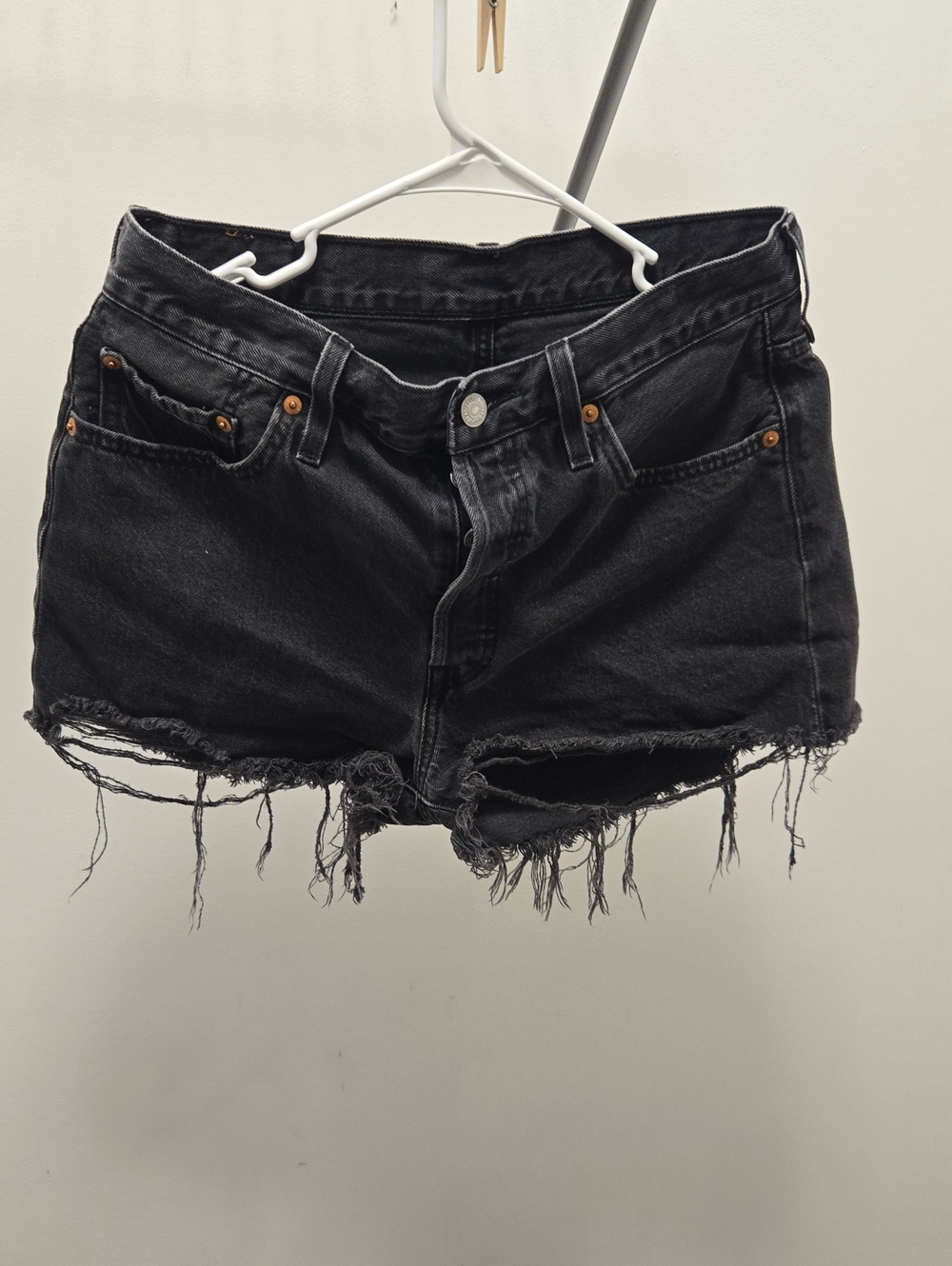 Levi's Black Distressed Cutoff Jean Shorts